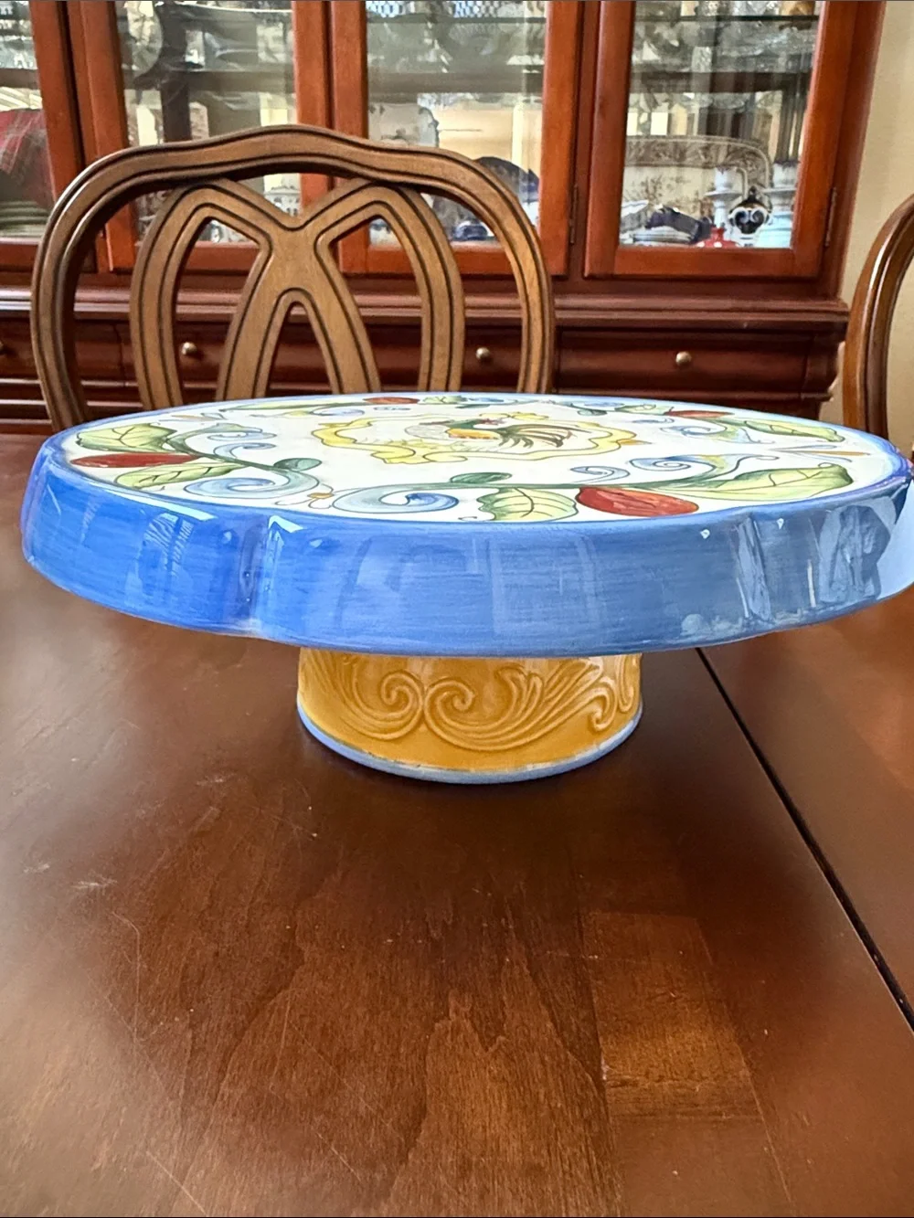 Ricamo Accessories by Fitz & Floyd footed cake plate or chip & dip rooster motif
